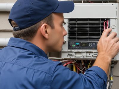 HVAC technician performing AC maintenance service